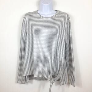 VINEYARD VINES Long Sleeve Grey Striped Tie Front Knit Top size S